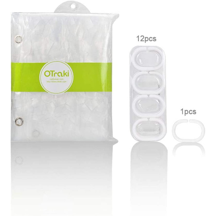Шторка для душу OTraki 200x200 см, антигрибкова, EVA, без ПВХ, екологічна, водонепроникна, 3D, з 12 кільцями, напівпрозора, для ванної, прана