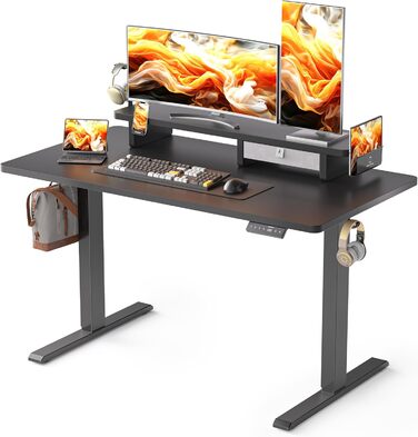 Електричний стіл WALKINGDESK із шухлядою та підставкою для монітора, регульований стіл для домашнього офісу 121,9x61 см, ергономічний стіл-трансформер з тримачем для телефону та 3 гачками