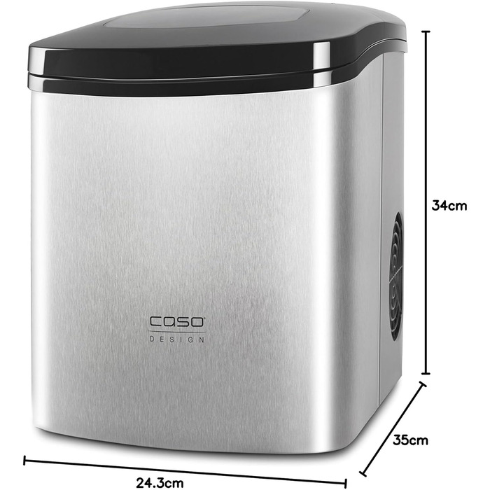 Льодогенератор CASO IceMaster Ecostyle-Design, 12 кг льоду за 24 години, 1,7 л резервуар, автоматичне вимкнення, швидке приготування льоду 6-13 хв