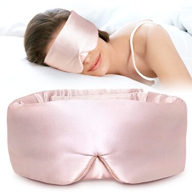 Маска для сну LitBear з 100% шовку маорі, для жінок та чоловіків, з регульованою стрічкою, рожевого кольору