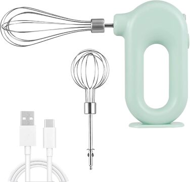 Бездротовий міні-електричний ручний міксер для яєць, USB, 4 швидкості, зелений, для дому