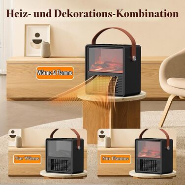Керамічний електричний обігрівач Minthouz 1200W/800W з 3D ефектом полум'я, регульованим термостатом та захистом від перегріву для спальні та офісу