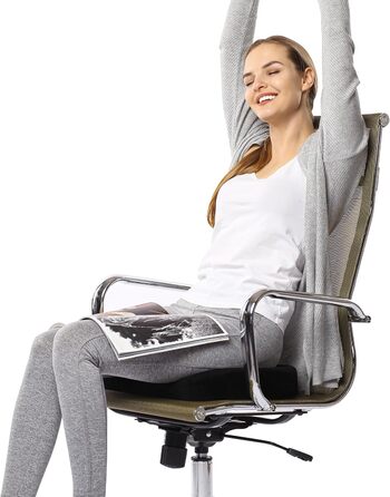 Подушка для сидіння Everlasting Comfort з Memory Foam для комфорту – Ергономічна подушка для підтримки куприка – М'яка подушка на стілець для здорової постави, чорна
