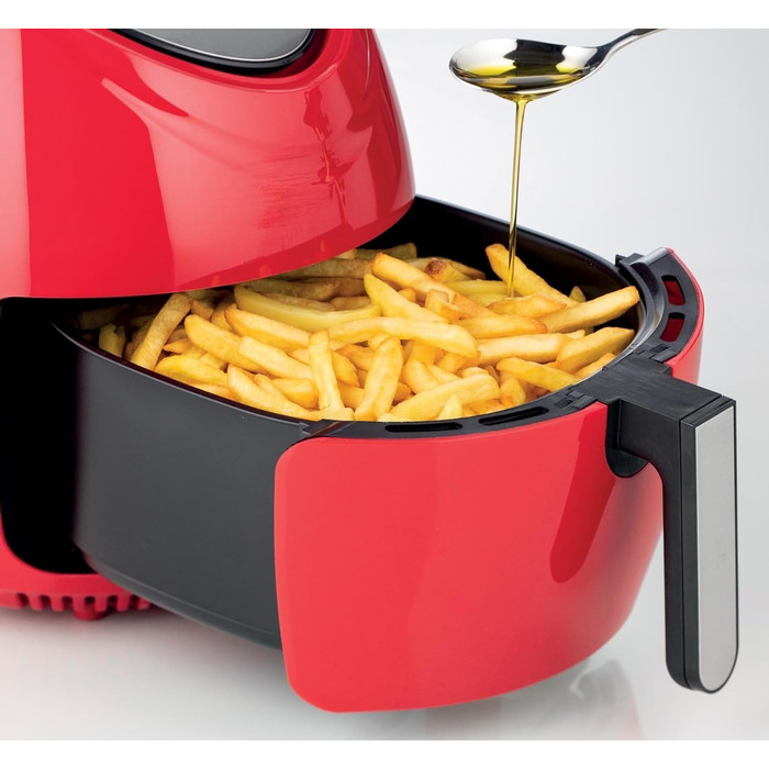 Аерофритюрниця Ariete Airy Fryer XXL 4618, 7 л, 1800 Вт, сенсорний LCD-дисплей, 7 програм, таймер 60 хв, червона