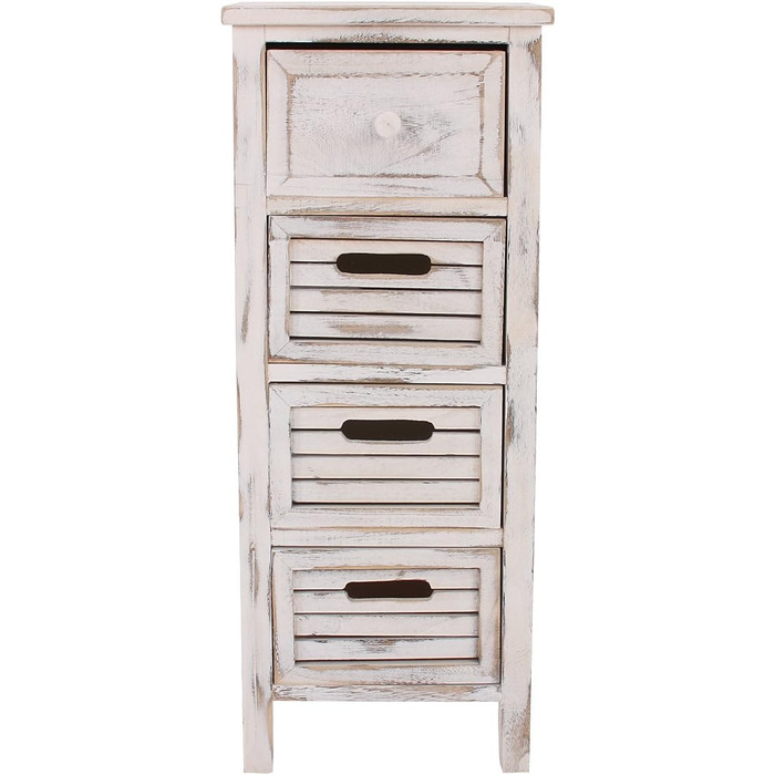 Комод Mendler T18, 4 шухляди, 74x30x25 см, вінтаж, білий, стиль шеббі-шик