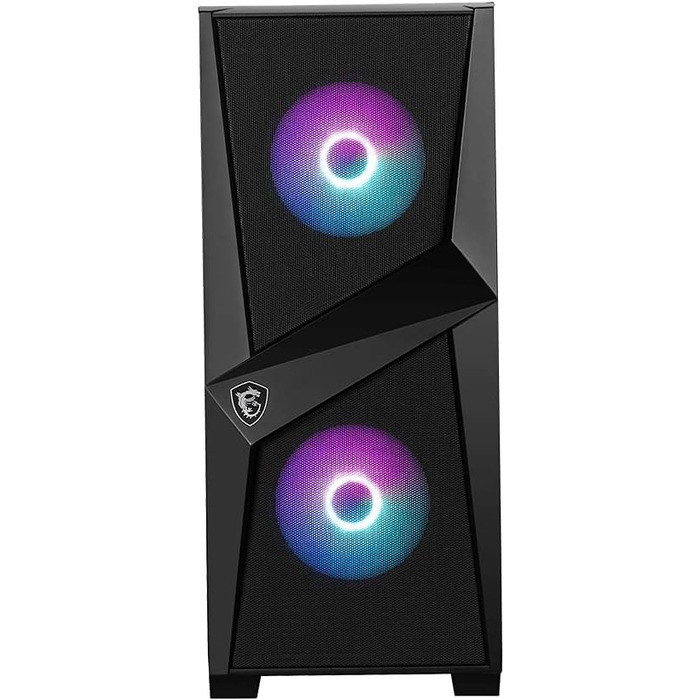 Корпус MSI MAG FORGE 100R Mid-Tower ATX, чорний, з RGB підсвіткою, 2x USB 3.1, 2x 120 мм A-RGB вентилятори, 1x 120 мм вентилятор