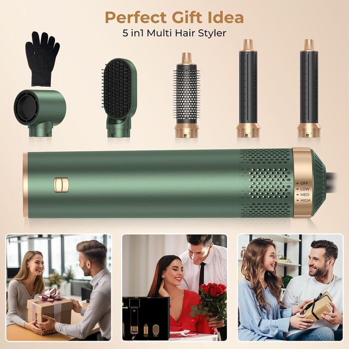 MogaWave Air Styler Pro 6 в 1: Фен-щітка, стайлер для волосся 1000W (Сірий)