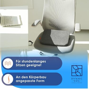 Подушка для стільця DYNMC Keilkissen - ортопедична, ергономічна, для офісу та дому (сіра, кругла). Підвищує комфорт при сидінні, розроблена з фізіотерапевтами.
