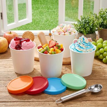 Контейнери для морозива Peohud, 4 шт, 1 л, з силіконовою кришкою, BPA-free, для дому та морозильної камери