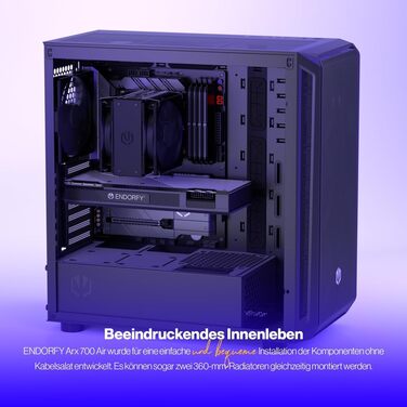 Комп'ютерний корпус ENDORFY Arx 700 Air ATX, 5x140 мм вентиляторів, підтримка двох радіаторів до 360 мм, сітчасті верх і перед, висока сумісність компонентів, EY2A012