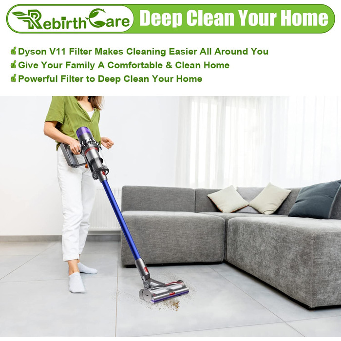 Комплект з 3 фільтрів Rebirthcare для пилососів Dyson V11 SV17 SV14 SV22 Absolute, Pro, Animal, Torque Drive, Total Clean, змінний HEPA фільтр, сумісний з Dy-970013-02, 97001302, V11-3pcs