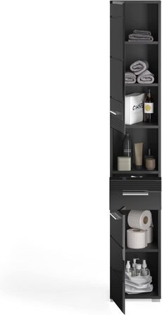 Шафа для ванної кімнати xonox.home Linus X18B5711, чорний глянець, 30x182x31 см