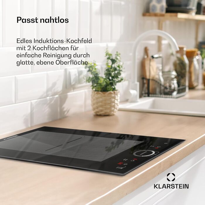 Плита індукційна Klarstein 30 см, 4 конфорки, склокераміка, сенсорне управління, таймер, 3500 Вт, чорна