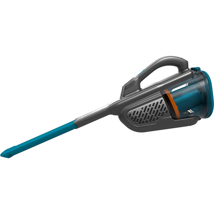 Акумуляторний ручний пилосос BLACK+DECKER Dustbuster Smart Tech 18 В, 36 Вт·год, циклонний, 2 режими, витяжна щілинна насадка, зарядна станція, настінне кріплення, титан/срібло/синій