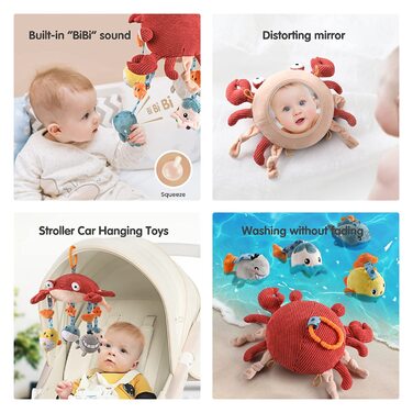 Мобіль для ліжечка TUMAMA Mobile Baby з музикою та світлом, обертається та знімається, музична іграшка для ліжечка для дітей 0-12 місяців, змінює колір