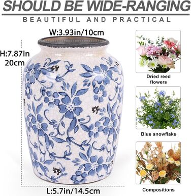 Ваза керамічна Blau-Weiße Chinoiserie, розписна, вінтажна для декору вітальні, їдальні та полиці – декор в стилі прованс