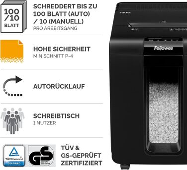 Fellowes Autofeed Aktenvernichter AutoMax 90M: Шредер для паперу з автоподачею, MiniCut (P4), 90 аркушів за 5 хвилин, 17 літрів