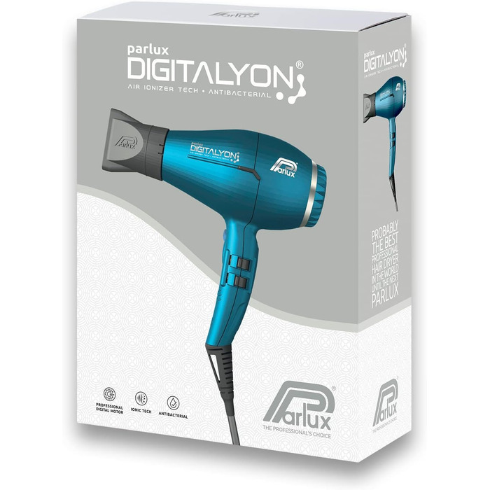 Фен Parlux Digitalyon синій, цифровий, професійний