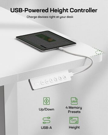 Електричний стіл HUANUO з USB-зарядкою 120x60 см, регульована висота, світло-коричневий вінтажний, для дому та офісу