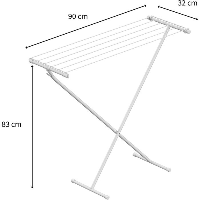 Сушарка для білизни Rörets Compact, 90x32x83 см, 5,5 м, біла, міцна та компактна, гачок для зберігання, шведська якість