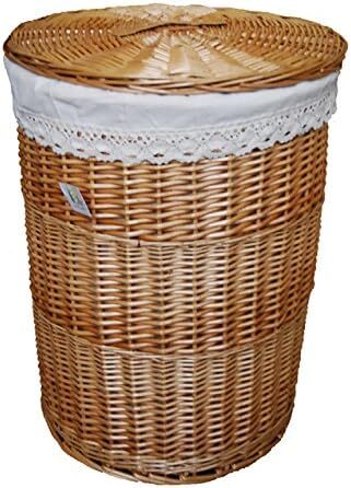 Кошик для білизни DVier натуральний, бежевий, круглий, лоза, D39×H55 см