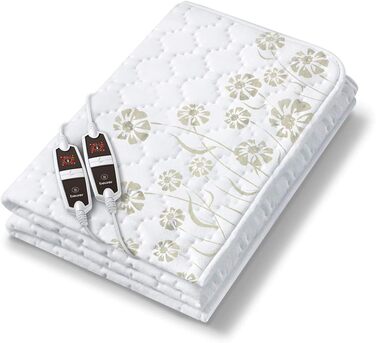 Електрична двоспальна грілка Beurer UB 68 XXL, 150x160 см, 2 температурні зони, 4 режими нагріву, таймер, безпечна, машинне прання