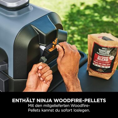 Електричний BBQ смокер-гриль Ninja Woodfire Pro Connect XL з керуванням через додаток, цифровим термощупом, 7-в-1, аерофритюрницею, для вулиці, чорний, OG901EU, з деревними пелетами, захист від негоди