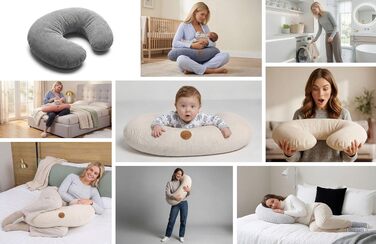 Подушка для годування Totsy Baby Stillkissen Mond Minky (150 см, світло-сіра) - підтримка при грудному вигодовуванні, Oeko-Tex