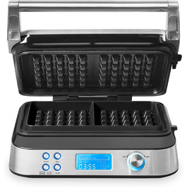 Вафельниця GASTROBACK 42424 Advanced Control з керуванням LCD-дисплеєм, 5 програм, 7 рівнів підсмажування, нержавіюча сталь, 1600 Вт, срібна (Single)