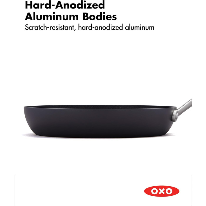 Набір посуду OXO Professionelles 10 предметів, кераміка з антипригарним покриттям, індукція, нержавіюча сталь, чорний (сковорода 20 см)
