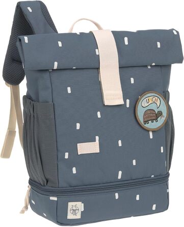 Дитячий рюкзак LÄSSIG Rolltop, водонепроникний, 11 л, темно-синій, з нагрудним ременем, Happy Prints