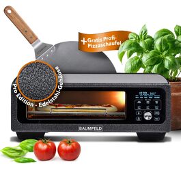Мультифункціональна піч PizzaAirfryer400 12-в-1: піч для піци, аерофритюрниця та гриль до 400°C, XXL аксесуари, чавунний деко та камінь для випікання (Антрацит)