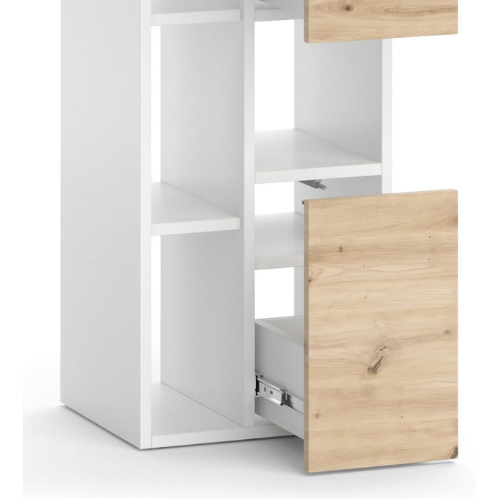 Висока шафа для ванної Vicco Alf, білий/дуб, 36x117 см, 2 шухляди