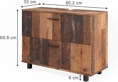 Тумба під умивальник Vicco Ilias, дуб рустикальний, 80.2x60.8 см, з 2 шухлядами