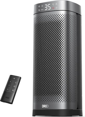 Електричний обігрівач DREO Solaris Slim H2: 2000W, керамічний, з термостатом, таймером, осциляцією, захистом від перегріву та перекидання, срібний
