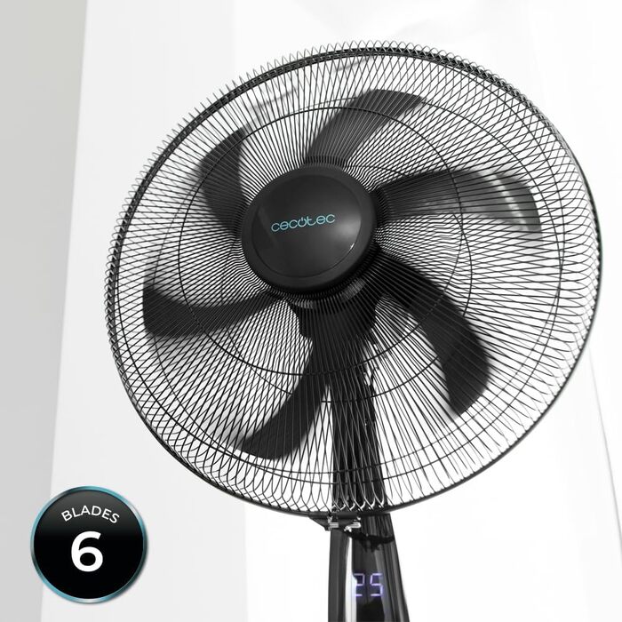 Вентилятор підлоговий Cecotec EnergySilence 610 Max Flow 70 Вт, діаметр 40 см, 4 швидкості, таймер 2 години, поворот 90°, регульований кут нахилу та висота, чорний