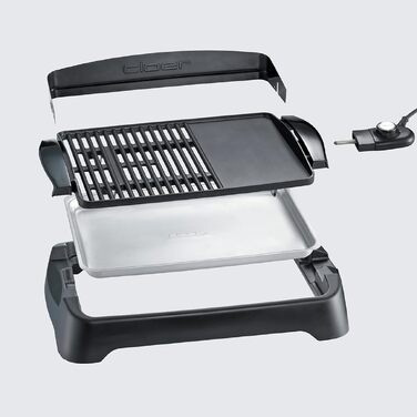 Електрогриль Cloer 656 Barbecue – настільний гриль з антипригарним покриттям, 2000 Вт, чорний, площа 43x30.5 см