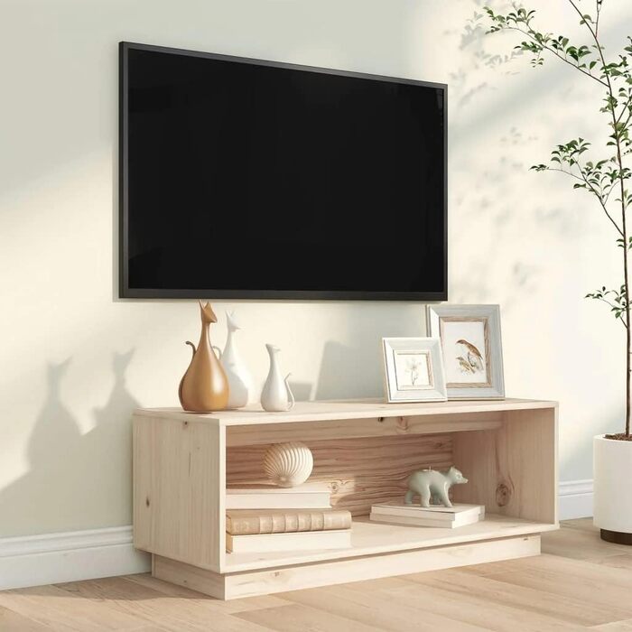 TV тумба vidaXL з масиву сосни, сіра, 90x35x35 см — телевізійна підставка, комод, меблі для вітальні