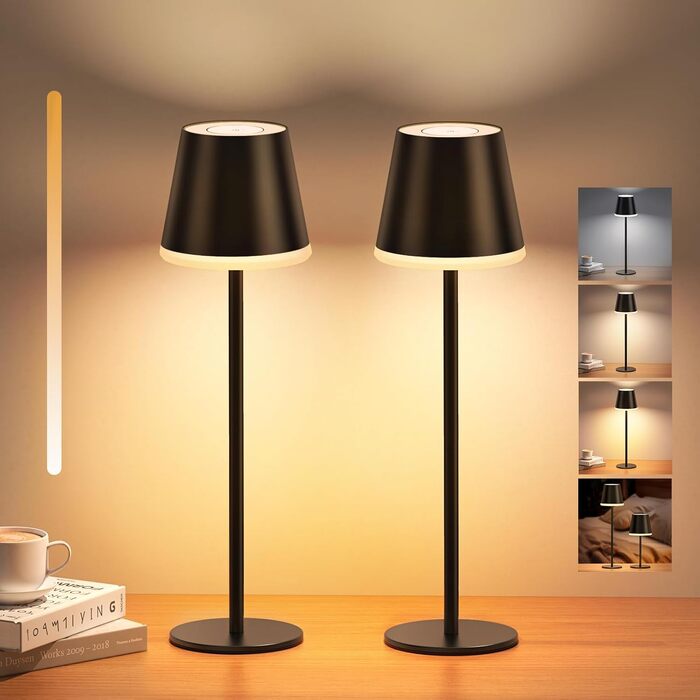 LED-лампа NIBSHOOM настільна бездротова диммируемая, 5200mAh, з регулюванням висоти, RGB, IP54, 2 шт. (2700k/4000k/6000k)