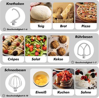 Кухонний комбайн Kitchen in the box Kompakte — планетарний міксер та тістоміс 3.5 л, 10 швидкостей, з насадками (гак, вінчик, міксер), чорний