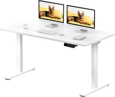 Електричний стіл SANODESK з регулюванням висоти, 140x70 см, 2 моторa, пам'ять, білий+клен, для роботи стоячи та сидячи