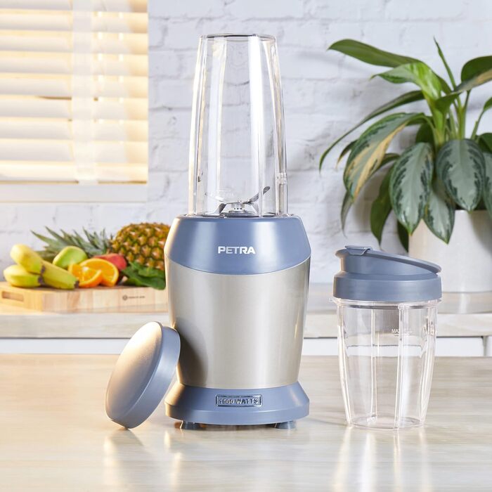 Блендер Petra NutriMax 1000Вт, для смузі, соків і кави, 2 чаші (800 мл/1 л), BPA-free, кришка, міксер для коктейлів