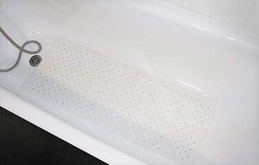 Протиковзкий килимок для ванни KMINA 97x35 см, антибактеріальний, з натурального каучуку, білий, європейське виробництво