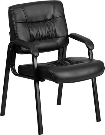 Крісло-табурет Haeger Flash Furniture з шкіри, з порошковим покриттям каркасу кольору титанового сірого, чорне