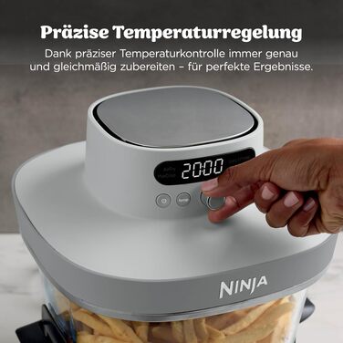 Скляна аерофритюрниця Ninja CRISPi PRO XL Air Fryer з 5 функціями, контейнерами CleanCrisp (5,7 л та 2,3 л) та кришкою для зберігання, біла, AS090EUGN