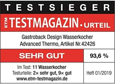 Електрочайник і термокувшин Gastroback 42426 Design Advanced Thermo 1,7 л, 2200 Вт, нержавіюча сталь, Cool Touch, сріблясто-чорний
