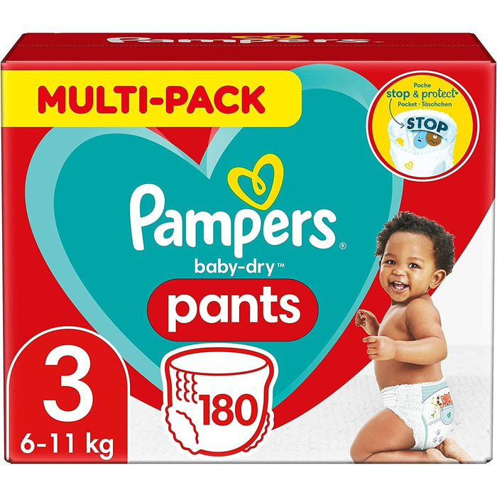 Підгузки-трусики Pampers Baby-Dry, розмір 3 (6-11 кг), 192 шт. — захист від протікань 360° Fit