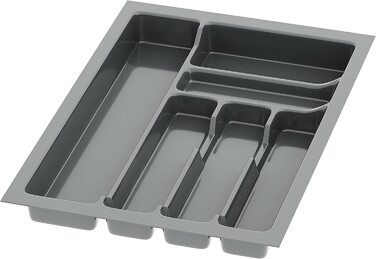 Лоток для столових приборів Sossai Divio, антрацит, 33x49 см, 6 відділень, для шухляд 40 см, підрізний органайзер