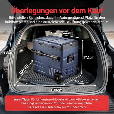 Автомобільний компресорний холодильник AAOBOSI 45L з Wi-Fi, USB-зарядкою, LED-підсвіткою, 12/24V/220V. Для авто, кемпінгу, подорожей (синій)