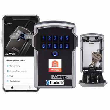 Розумний сейф для ключів Master Lock Smart Connected з Bluetooth та кодовим замком, настінний вуличний кейс з військовим шифруванням, 12.7 x 8.3 x 5.9 см
